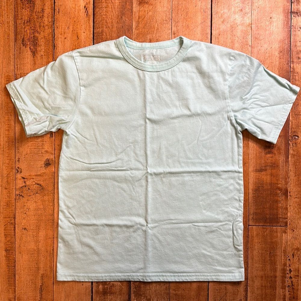 Place Boys size 7 to 8 Medium Light Blue Short Sleeve shirt Cotton